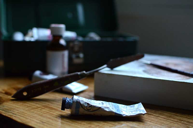 Variety of art supplies.
